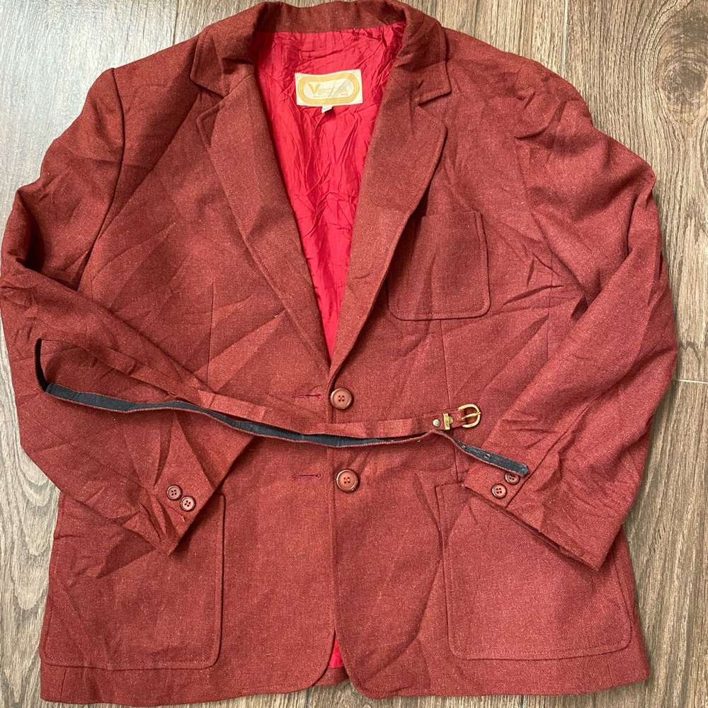 Verdosa Paris Blazer/Coat/Suit Jacket Wool Sz 46 Bordeaux Red Women’s France